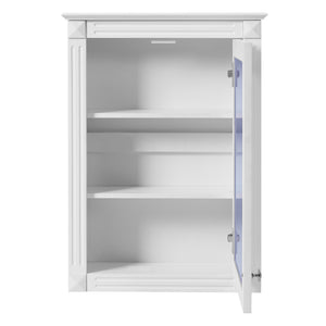 English Elm 20" Medicine Cabinet with Mirror — Space-Saving Wall-Mounted Bathroom Storage with Adjustable Shelf, Modern Carved Design White N710P317680K