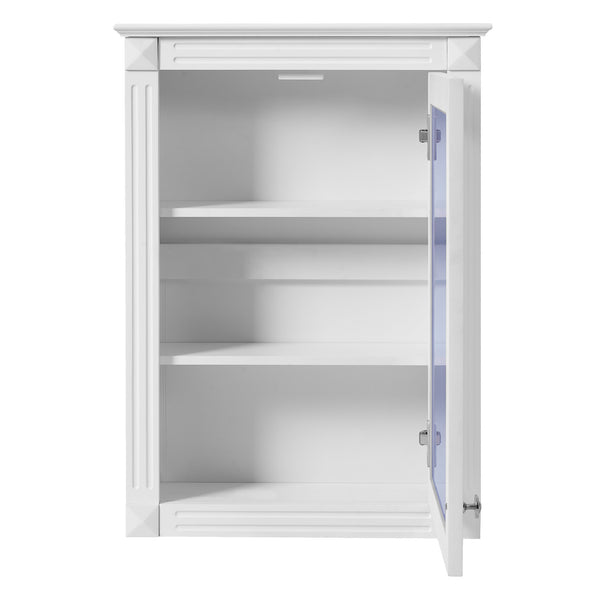 English Elm 20" Medicine Cabinet with Mirror — Space-Saving Wall-Mounted Bathroom Storage with Adjustable Shelf, Modern Carved Design White N710P317680K