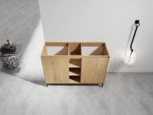 English Elm Soft Close Doors & Open Storage Rack, 48-Inch Freestanding Bathroom Vanity With Plywood Finish W999125009-GIGA