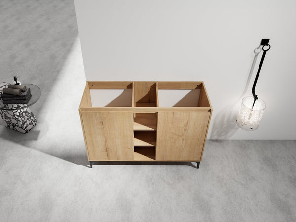 English Elm Soft Close Doors & Open Storage Rack, 48-Inch Freestanding Bathroom Vanity With Plywood Finish W999125009-GIGA