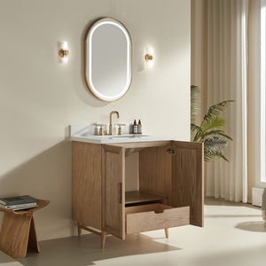 English Elm Fully Assembled 30" Light Coffee Bathroom Vanity With Solid Wood, Engineered Top & Soft-Close Drawers W1826P343423