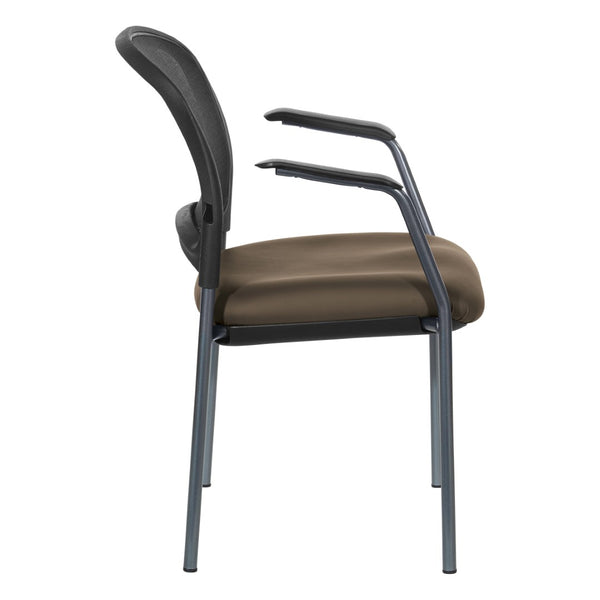 OSP Home Furnishings Progrid Mesh Back Stackable Chair with Titanium Frame for Conference Rooms Java 86710R-R102