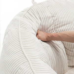 English Elm Giant Corduroy Bean Bag with Armrests Shredded Foam Lounge Chair for Living Room Beige W2200P442622