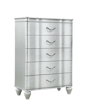 English Elm Landmark 5-Drawer Chest In Sleek Silver Finish - Classic Traditional Design For Space-Saving Storage G150109013