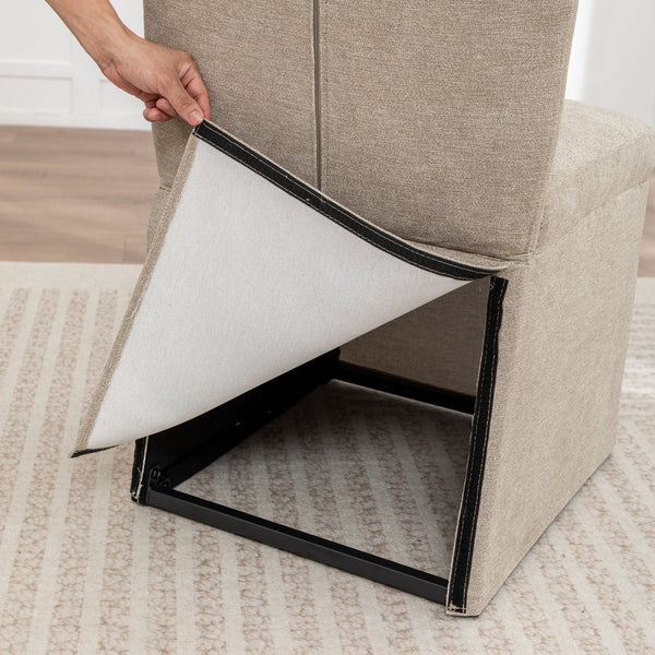 English Elm Linen Modern Dining Chairs Set of 2 — Padded Armless Fabric Side Chairs with Iron Legs, 250lb Capacity Brown W1170P365399