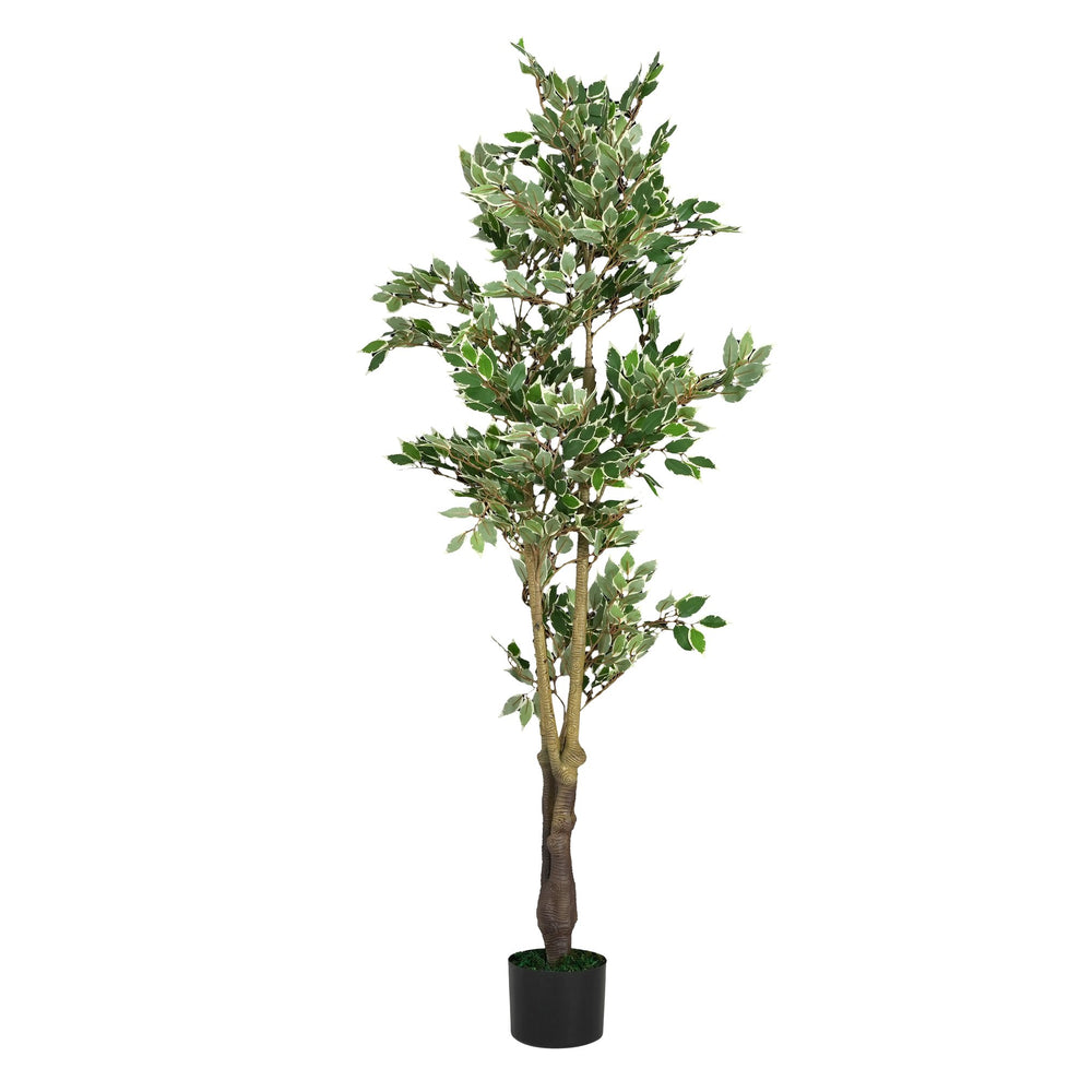 English Elm Christopher Knight Home® - 69" Artificial Ficus Tree with Lifelike Glossy Leaves, Twisted Trunk, Pre-Potted Black Pot, 69" N772P286768G