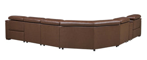 English Elm Leather Match Modular Sectional Power Reclining Sofa with Console and Cup Holders Dark Brown B2748S00035