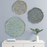 Madison Park Rossi Transitional Textured Feather 3-piece Metal Disc Wall Decor Set MP167-0096 Blue