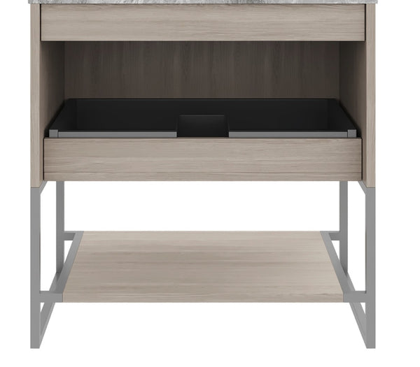 English Elm Yolan 30 Inch Freestanding Bathroom Vanity Cabinet Oak Finish Moisture Resistant W2615P200126