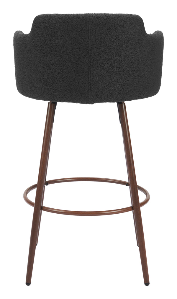 Kono Swivel Barstool - Set of 2 Black & Walnut 110374 Zuo Modern