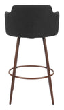 Kono Swivel Barstool - Set of 2 Black & Walnut 110374 Zuo Modern