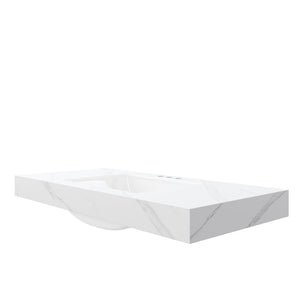 English Elm 48" Muri Sintered Stone Vanity Top Undermount Ceramic Basin Marble Look Bath W2615P434180