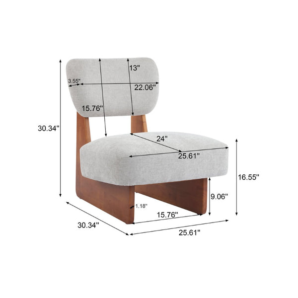 English Elm [set of 2] Beige Polyester Barrel Lounge Chairs with Black Wood Base for Living Room Grey,Walnut N767P373046L