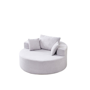 English Elm 55"l Teddy Fleece Round Chaise Chair Plush Foam Seating for Modern Living Rooms Gray W1669P368377