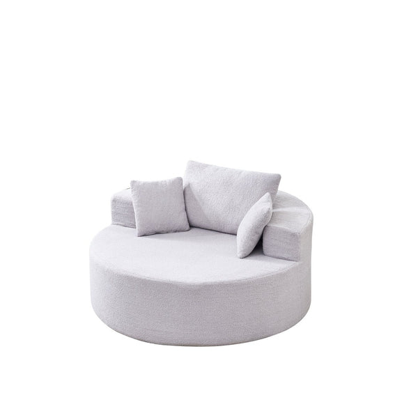English Elm 55"l Teddy Fleece Round Chaise Chair Plush Foam Seating for Modern Living Rooms Gray W1669P368377
