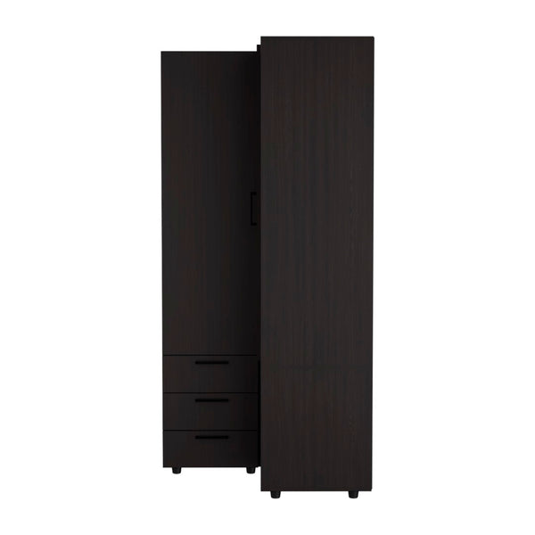 English Elm Toulouse Corner Armoire - Space-Saving Wardrobe With Double Doors, Stylish Storage Solution In Black B070S00379-GIGA