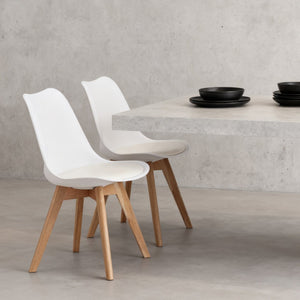 English Elm Set of Four Pu Leather Dining Chairs with Tapered Wood Legs Medieval Modern Style White W3851P457787