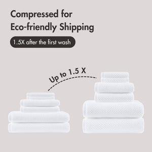 JLA Home Madison Park - 100% Cotton Plush Quick-Dry 6-Piece Diagonal Ribbed Towel Set — 500GSM Absorbent, Durable, Easy Care MP73-8852