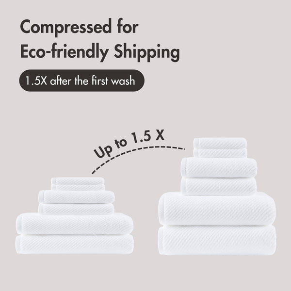JLA Home Madison Park - 100% Cotton Plush Quick-Dry 6-Piece Diagonal Ribbed Towel Set — 500GSM Absorbent, Durable, Easy Care MP73-8852