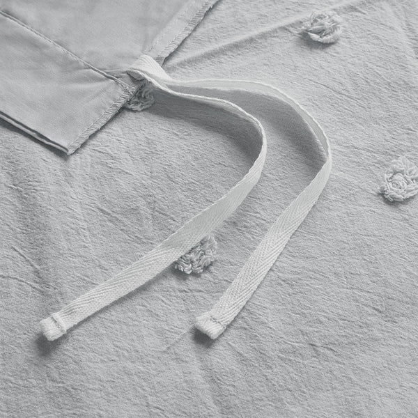 JLA Home Urban Habitat - Cotton Brooklyn Jacquard Duvet Cover Set with Tufted Chenille Dots, Euro Shams & Decorative Pillows Grey UH12-2164