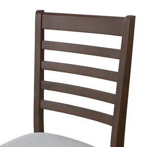 English Elm Farmhouse Ladder Back Dining Chairs Rubberwood Frame Upholstered Seat Set of 2 Brown+Beige N752P272063D