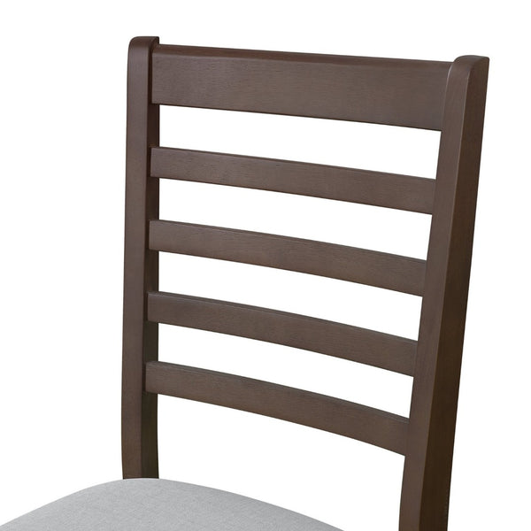 English Elm Farmhouse Ladder Back Dining Chairs Rubberwood Frame Upholstered Seat Set of 2 Brown+Beige N752P272064D