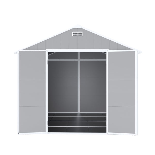 English Elm Campcraft 8x8 Ft Resin Storage Shed with Uv Resistant Polypropylene Panels and Hd Windows W1598S00013
