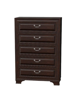 English Elm Transitional Elegant Five-Drawer Chest with Antique Hardware and Deep Storage for Clutter-Free Bedroom Brown,Cherry 40 L x 21 W x 58 H B2741P380214