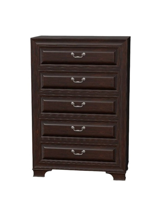 English Elm Transitional Elegant Five-Drawer Chest with Antique Hardware and Deep Storage for Clutter-Free Bedroom Brown,Cherry 40 L x 21 W x 58 H B2741P380214