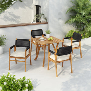 English Elm Christopher Knight Home® - Outdoor 5-Piece Rustic Acacia Bistro Set With Cushions, Perfect For Patios And Garden Gatherings! N773P210139B4_57234.00