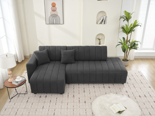 English Elm Scandinavian Channel Tufted L Shaped Sectional Sofa with Plush Foam Cushions B2730S00041