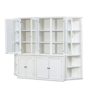 English Elm 75.25'' Retro-Modern Wall Suit 92.9''W with Tempered Glass Doors, Bi-Directional Side Hutch & Ample Storage SUIT03_N845P263124W