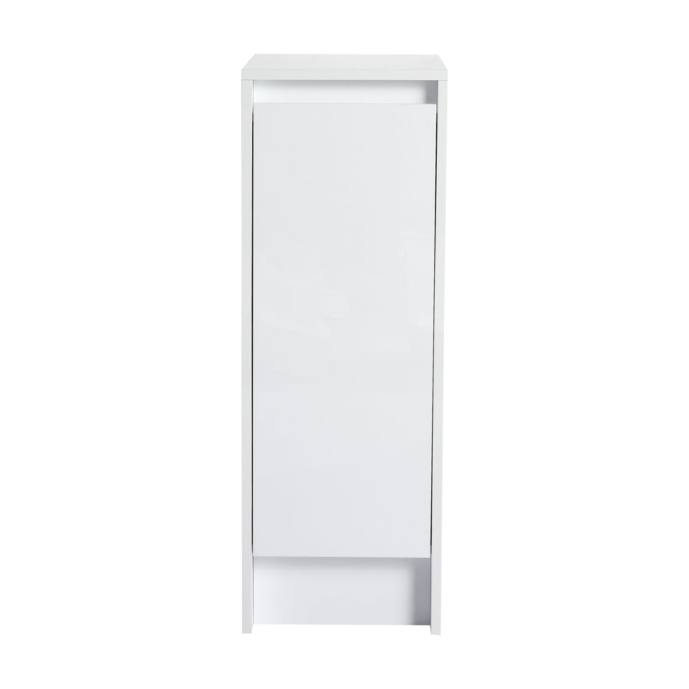 English Elm 12" Freestanding Bathroom Storage Cabinet With Soft-Close Doors & Adjustable Shelves In Glossy White W999P312104