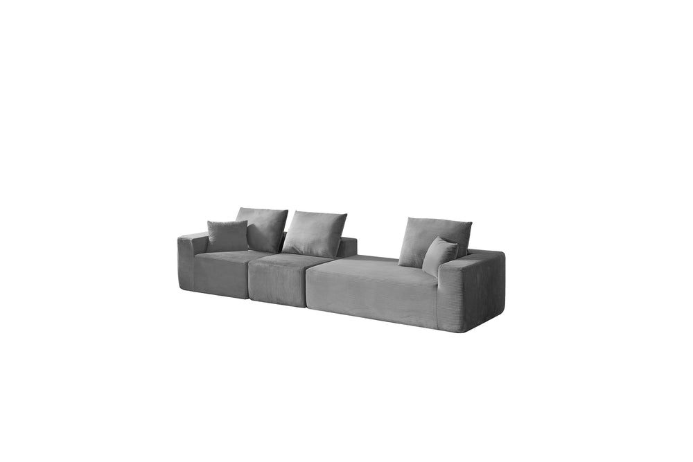 English Elm Modular Sectional Sofa - Modern L-Shaped Cloud Couch, No Assembly, Soft Corduroy, Versatile Comfort W3434S00002
