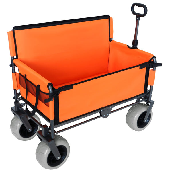 English Elm 3-in-1 Folding Utility Wagon Converts to Bench Seat with All-terrain Balloon Tires Orange W2932P312719