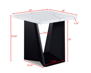 English Elm 3pc Modern Cocktail Table Set with Marble-Inspired Tops and Reeded Bases, Luxe Metallic Accents Black,White 29.75 L x 20.25 W x 23.5 H B011S01892