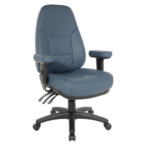 OSP Home Furnishings Professional High Back Ergonomic Office Chair with Lumbar Support and Padded Adjustable Arms Blue EC4300-R105
