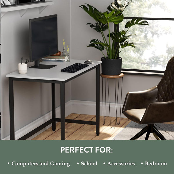 English Elm Edenbrook Metal Desk 40" White — Sturdy Steel Frame, MDF Top, Compact 40"x22" Workspace, Easy Assembly B350P326209