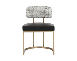 Sunpan LARISSA Dining Chair - Bravo Black Faux Leather with Halton Birch, Antique Brass Frame Elegance 112427
