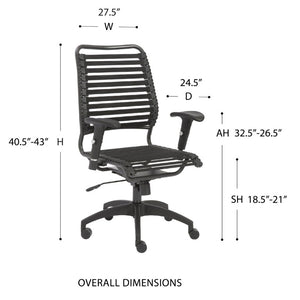 EuroStyle Baba Bungee High Back Office Chair Graphite Steel Frame Ergonomic Swivel Seat 02971BLK