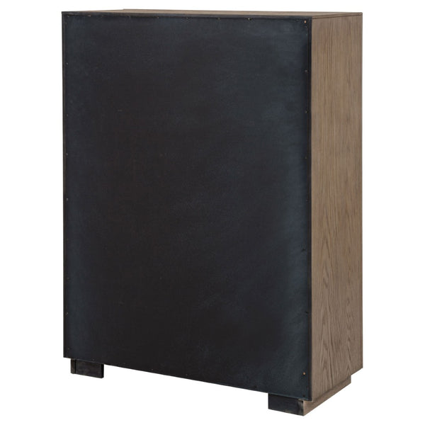 English Elm Gibbons Five Drawer Chest with Chrome Pulls and Mitered Trim for Modern Bedrooms B062P447735