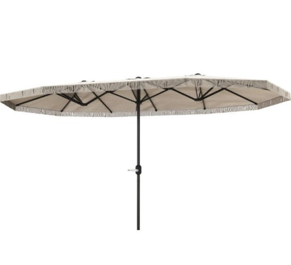 English Elm Spacious 15 Foot Rectangular Outdoor Umbrella with Fringe and Uv Resistant Canopy T3971P427123