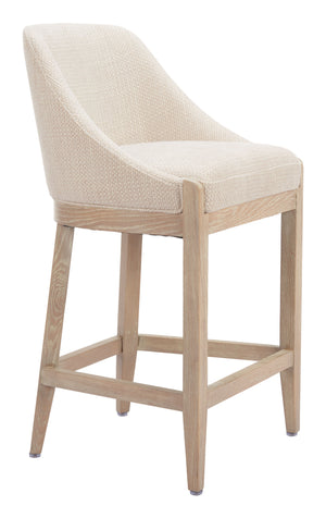 Zuo Modern Calmo Counter Stool Beige - Chic Modern Design With Polyester Fabric And Solid Ash Wood For Any Space Beige 100% Polyester,Plywood,Solid Ash Wood 110648-zuo-modern