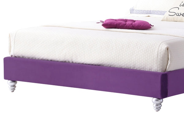 English Elm Transitional Purple Velvet Upholstered Full Bed with Sturdy Frame, 50"H x 60"W x 80"D, Quick Assembly, Bold Style B078108100