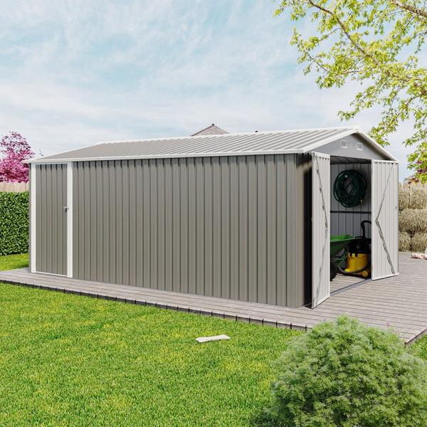 English Elm Campcraft Steel Utility Storage Shed with Lockable Doors Vented Sloped Roof Backyard W1598P287577