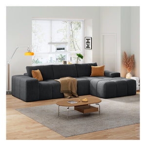 English Elm L-Shaped Modular Sofa - No Assembly, Soft Flannelette, Deep Cushion Comfort For Modern Living Spaces W3737S00004