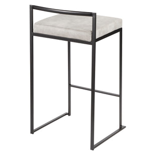 English Elm Fuji Contemporary Stackable Counter Stools - Set Of 2 With Grey Cowboy Fabric Cushions For Modern Homes B202P221920