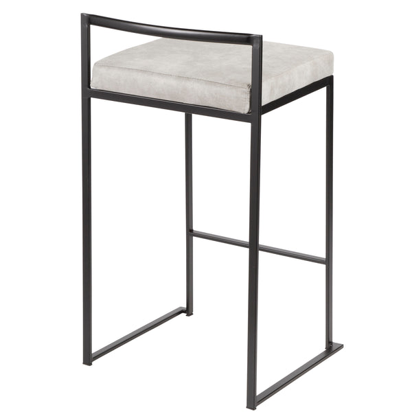 English Elm Fuji Contemporary Stackable Counter Stools - Set Of 2 With Grey Cowboy Fabric Cushions For Modern Homes B202P221920