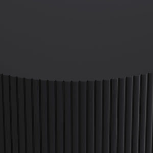 English Elm 31.5'' Round Coffee Table with Hidden Storage and Vertical Stripe Accent, Modern Durable MDF Design Black W757P206007