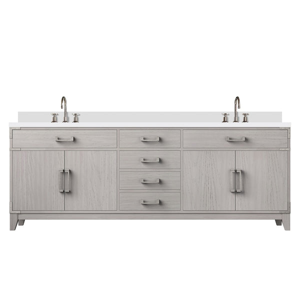 English Elm White Oak Double Bath Vanity Set With Cultured Marble Top, Chrome Faucet & Ample Storage Space B2731P259990-GIGA